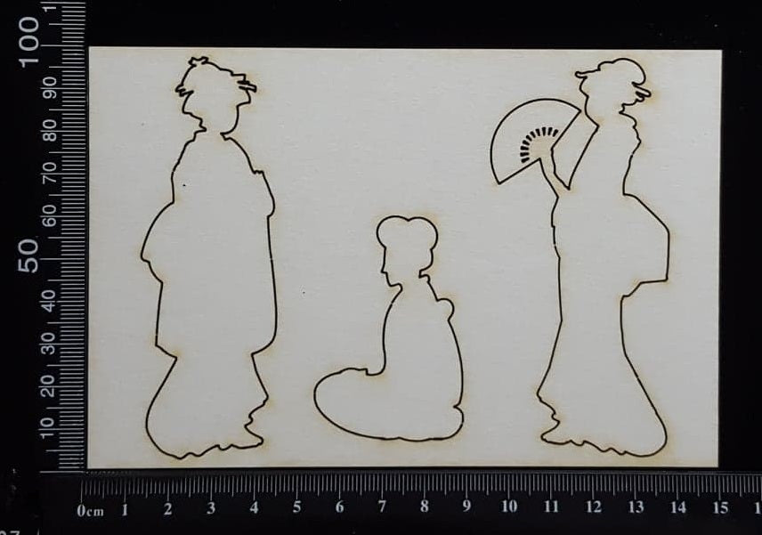 Oriental Lady Set - F - Small - White Chipboard