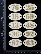 Laser Engraved Oval Number Plates - A - White Chipboard