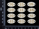 Laser Engraved Oval Number Plates - C - White Chipboard