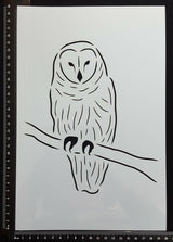 Detailed Sitting Owl - Set of 3 pieces - Stencil - 200mm x 300mm