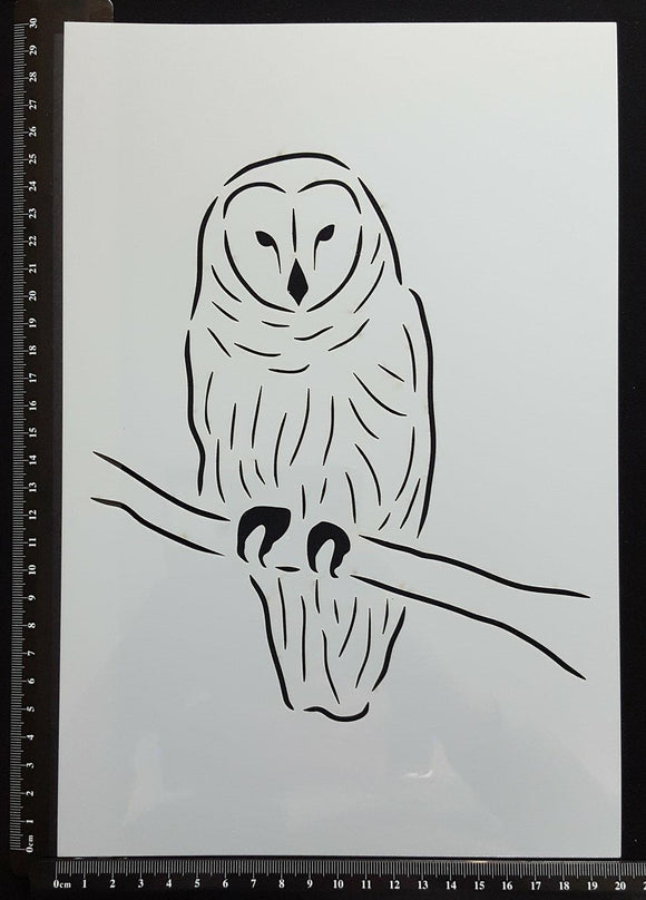 Detailed Sitting Owl - Stencil - 200mm x 300mm