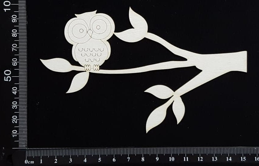 Owl on a branch - White Chipboard