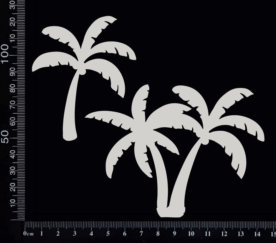 Palm Trees Set - B -  White Chipboard