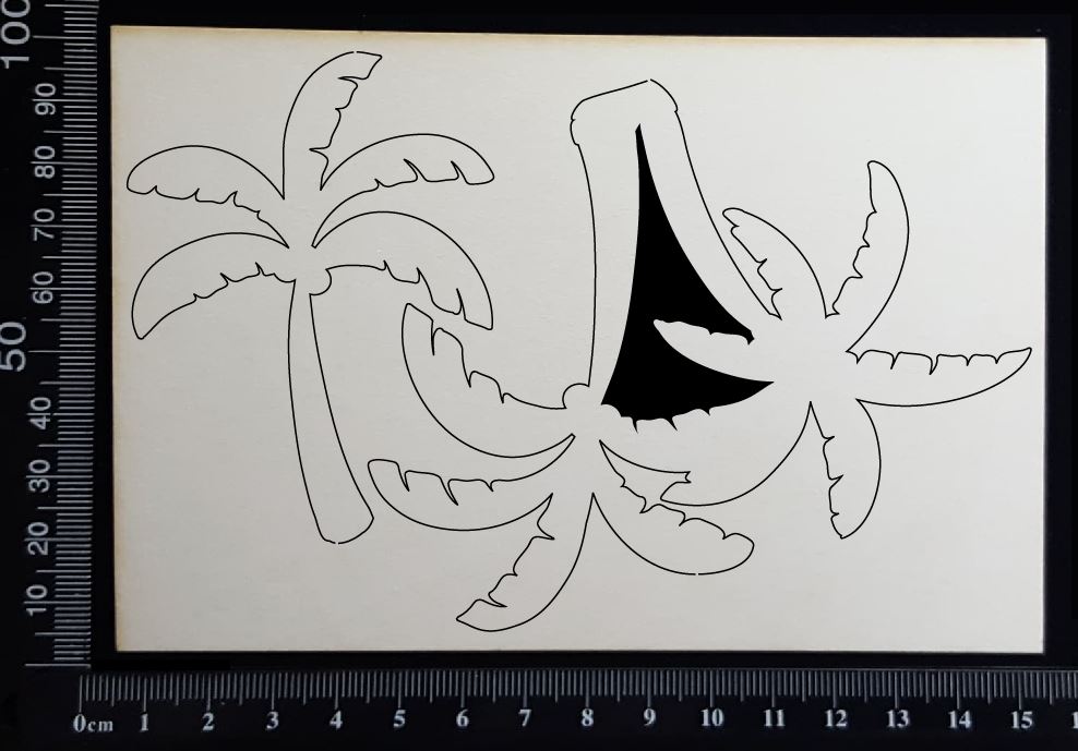 Palm Trees Set - B -  White Chipboard