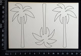 Palm Trees Set - C -  White Chipboard