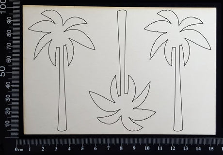 Palm Trees Set - C -  White Chipboard