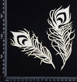 Peacock Feathers Set - A - Large - White Chipboard