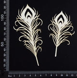 Peacock Feathers Set - D - Small - White Chipboard
