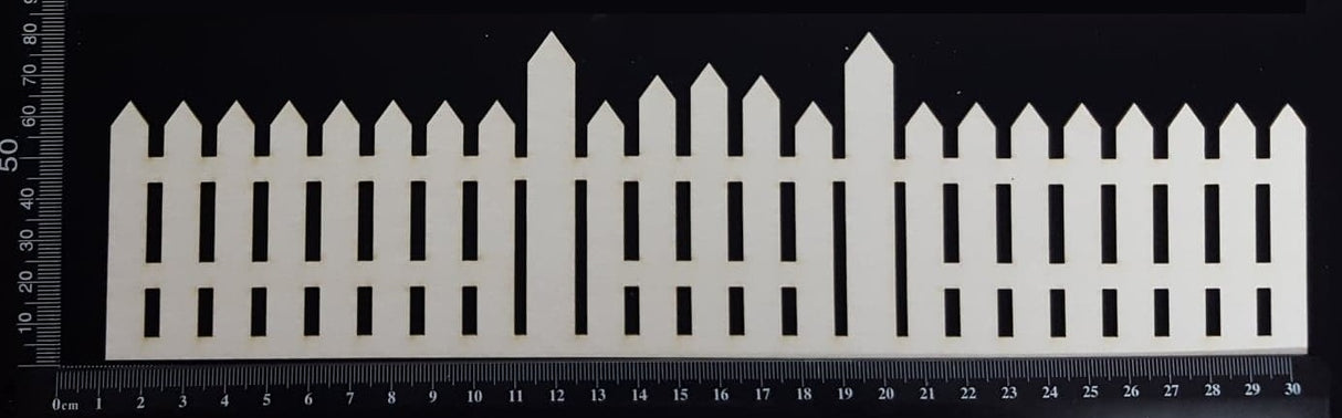 Picket Fence Border - A - Large - White Chipboard