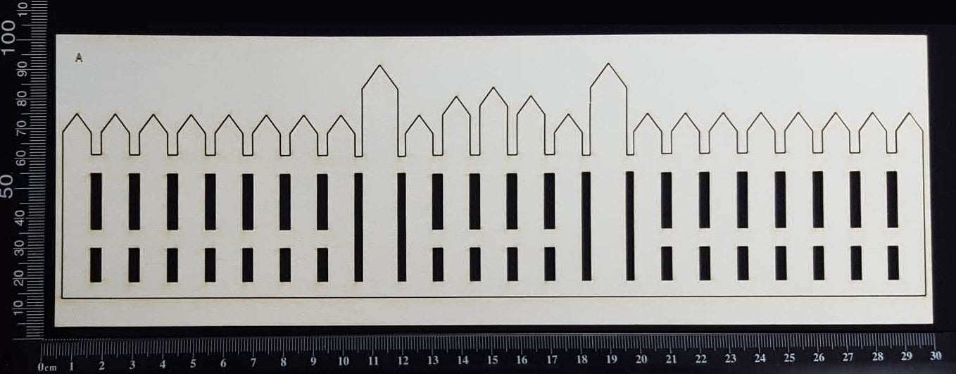 Picket Fence Border - A - Large - White Chipboard