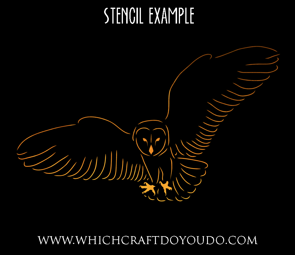 Detailed Flying Owl - Stencil - 200mm x 300mm