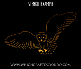Detailed Flying Owl - Stencil - 200mm x 300mm