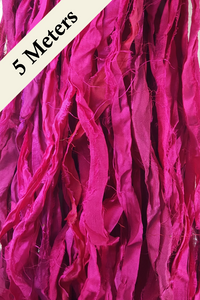 Reclaimed Sari Silk Ribbon - Pink - 5m Pack