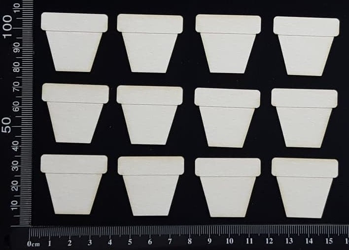 Plant Pots Set - C - Small -  White Chipboard