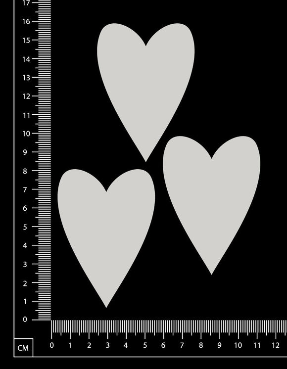 Pointed Hearts Set - White Chipboard