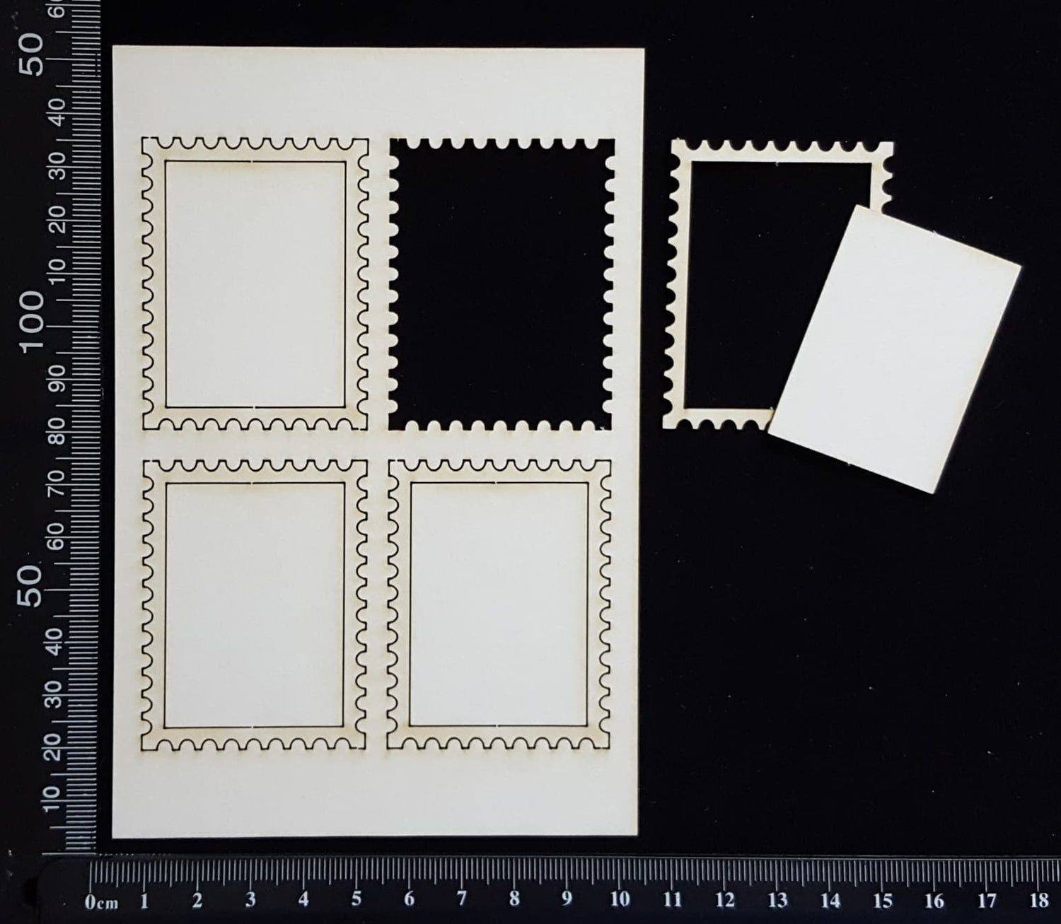 Postage Stamp Set - B - White Chipboard
