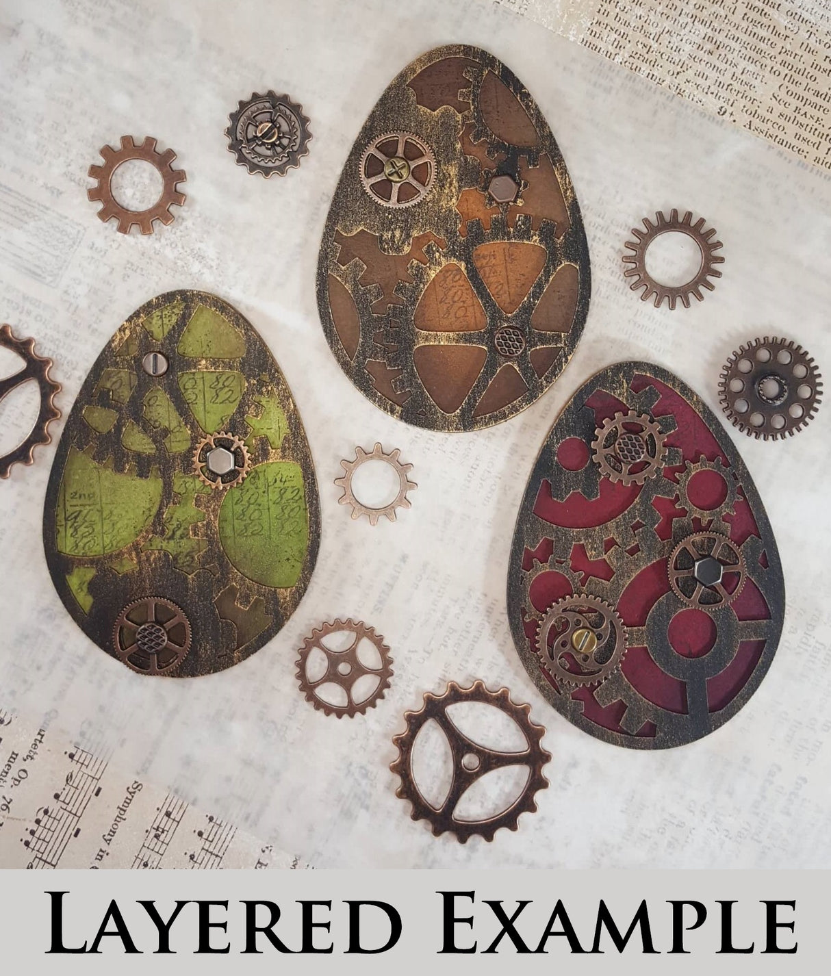 Steampunk Easter Egg - Layering Set - A - White Chipboard