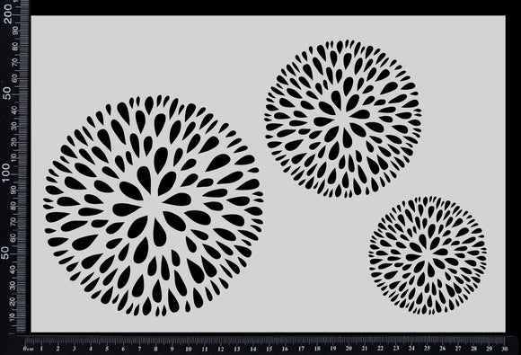 Puff Petal Flowers - Mixed - Stencil - 200mm x 300mm