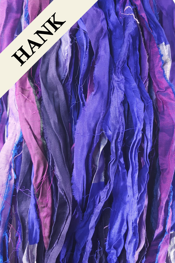 Reclaimed Sari Silk Ribbon - Purple Haze - Hank