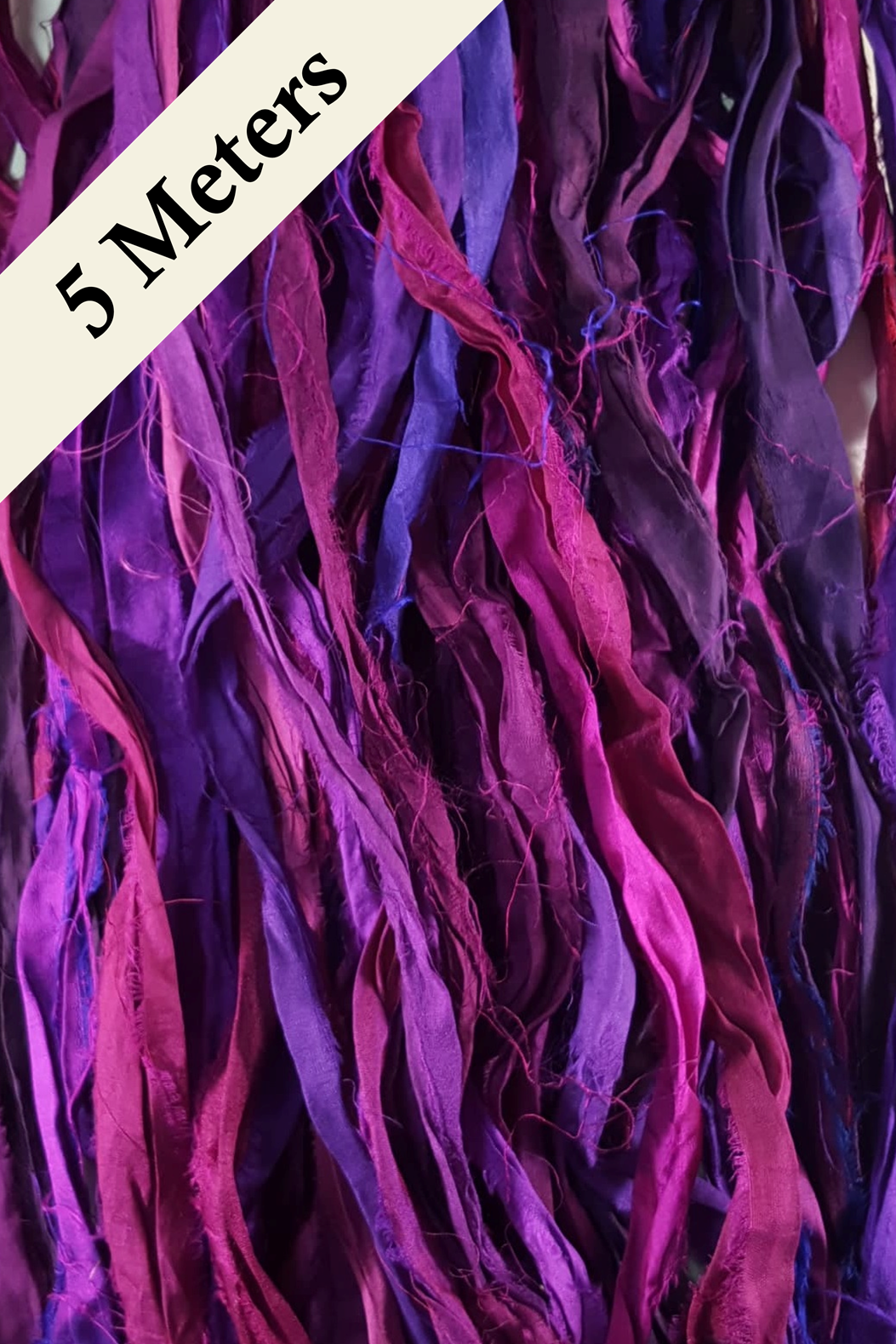 Reclaimed Sari Silk Ribbon - Purple Rain - 5m Pack