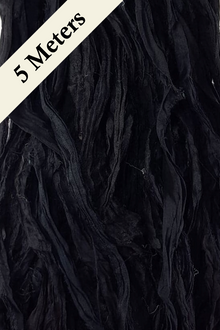 Reclaimed Sari Silk Ribbon - Raven - 5m Pack