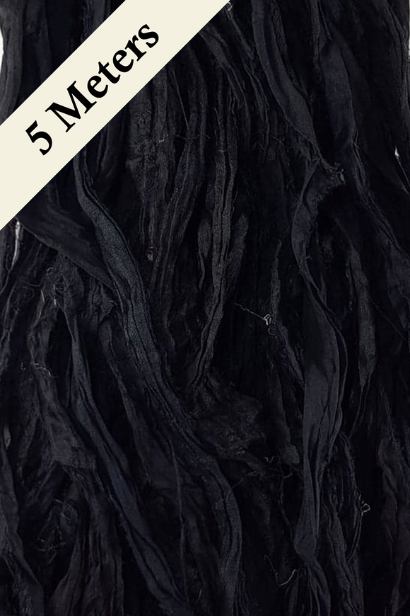Reclaimed Sari Silk Ribbon - Raven - 5m Pack