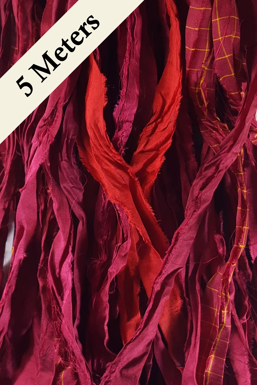 Reclaimed Sari Silk Ribbon - Red - 5m Pack
