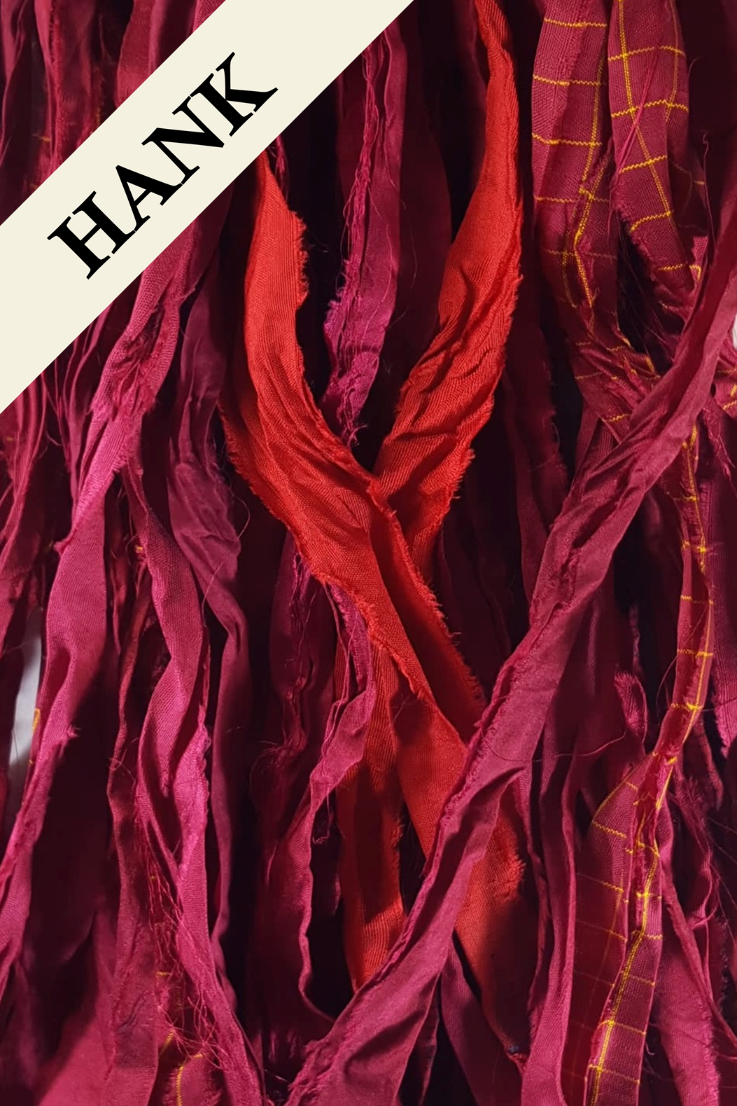Reclaimed Sari Silk Ribbon - Red - Hank