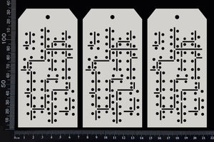 Riveted Tags Set - AB - Medium - White Chipboard