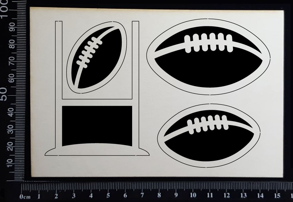 Rugby Goals and Balls Set - White Chipboard