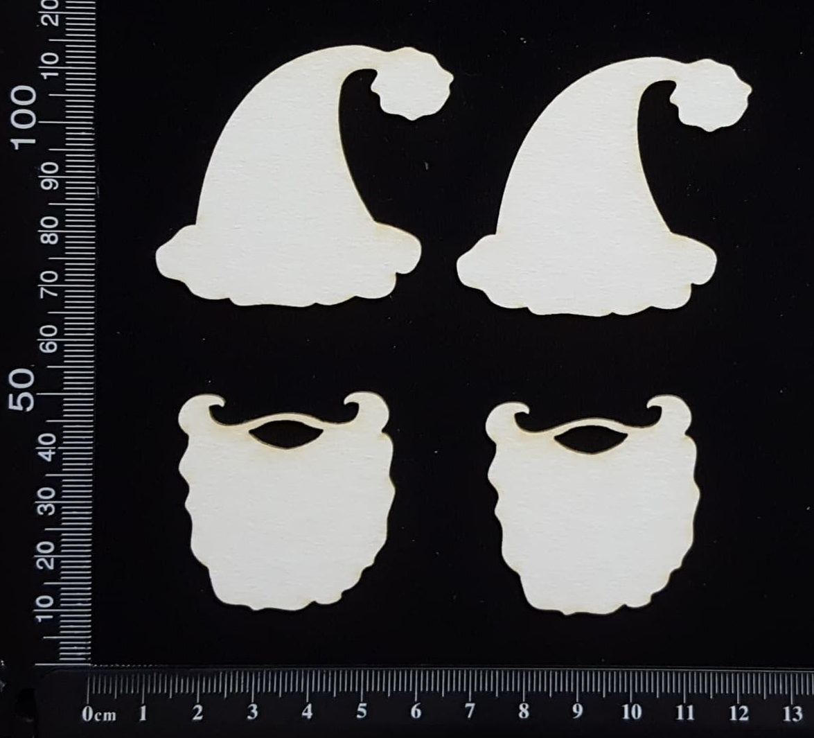 Santa's Hats and Beards Set - White Chipboard