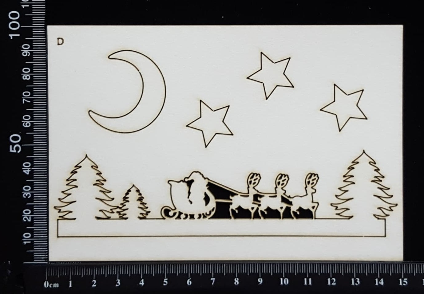 Santa's Sleigh Border - D - White Chipboard