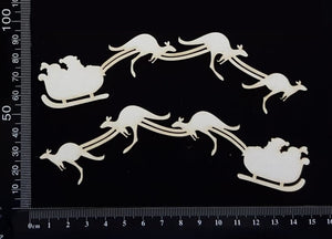 Santa’s Sleigh with Kangaroos Set - White Chipboard