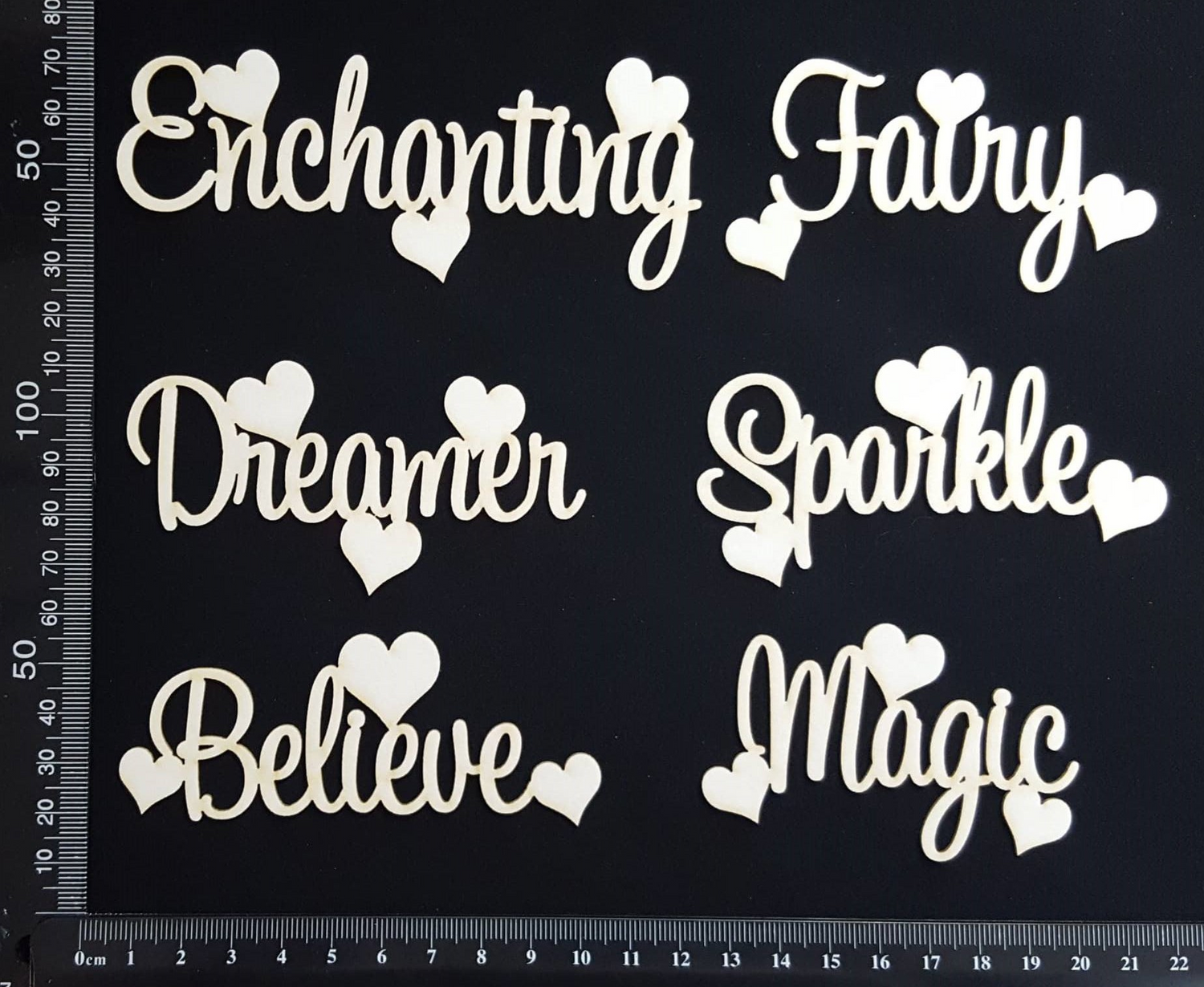 Sapphire Heart Words Set - C - White Chipboard