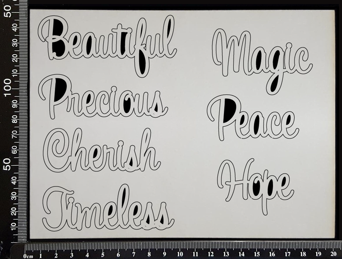 Sapphire Word Set - E - White Chipboard