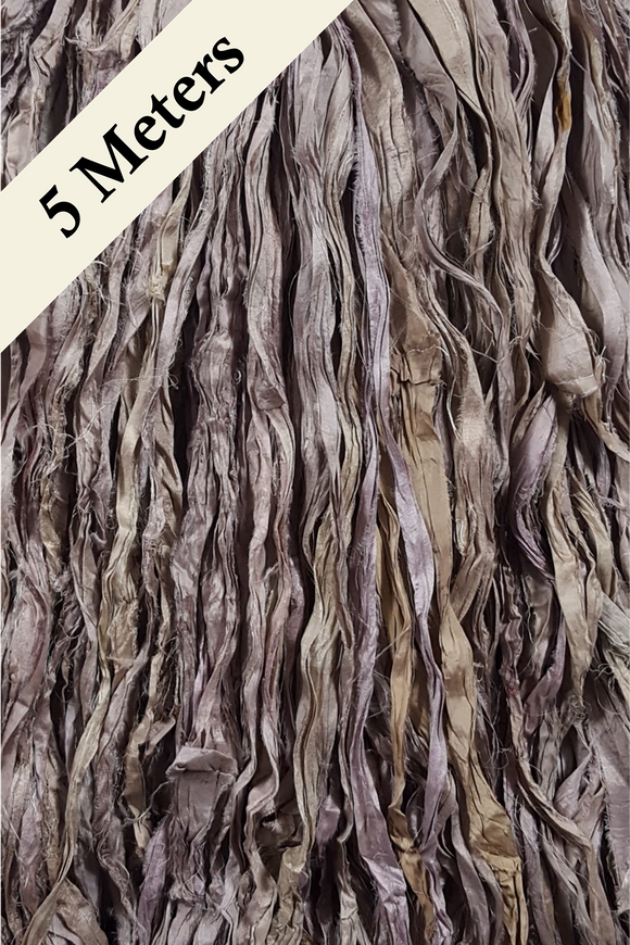 Reclaimed Sari Silk Ribbon - Mushroom - 5m Pack