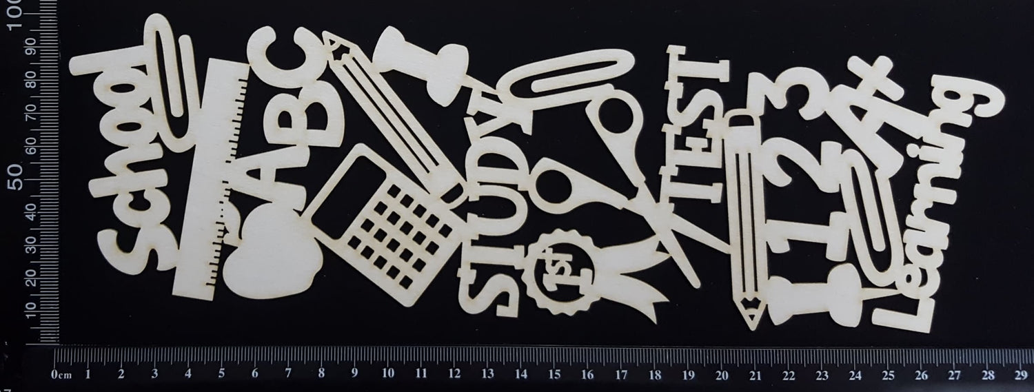 School Border - Large - White Chipboard