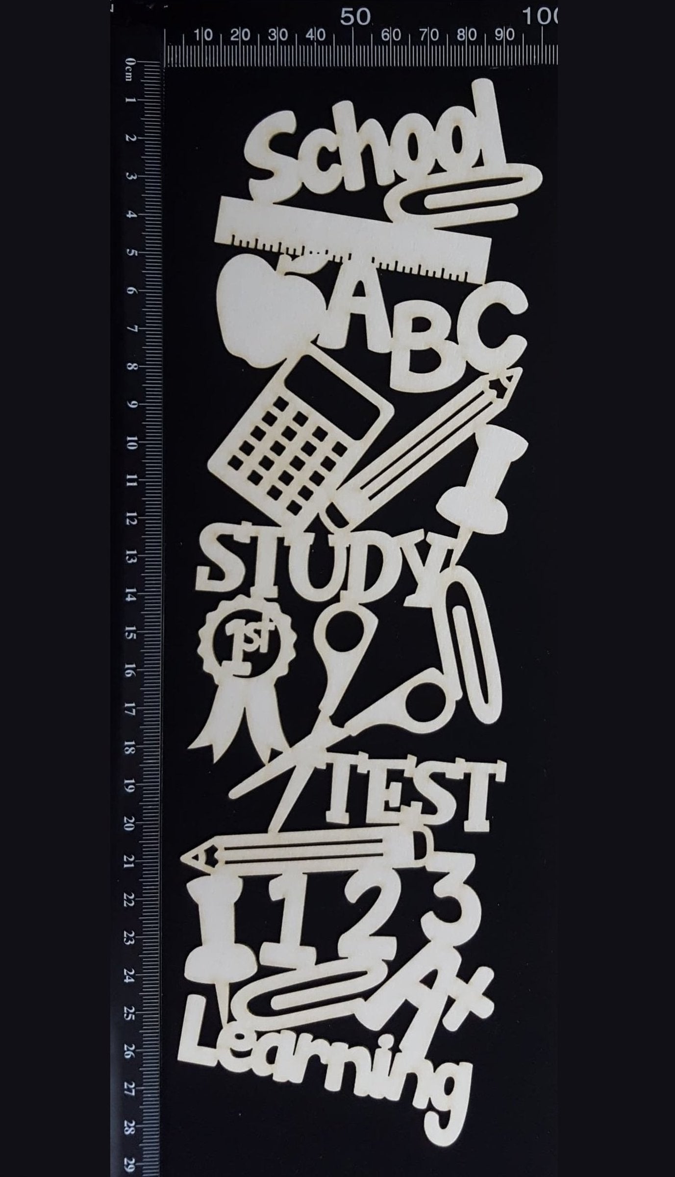 School Border - Large - White Chipboard