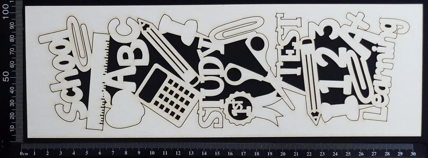 School Border - Large - White Chipboard