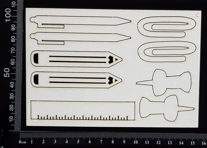 School Elements Set - H - White Chipboard