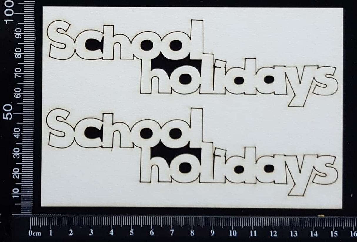 School Holidays - B - Set of 2 - White Chipboard