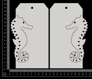 Seahorse Tag Set - Large - A - White Chipboard