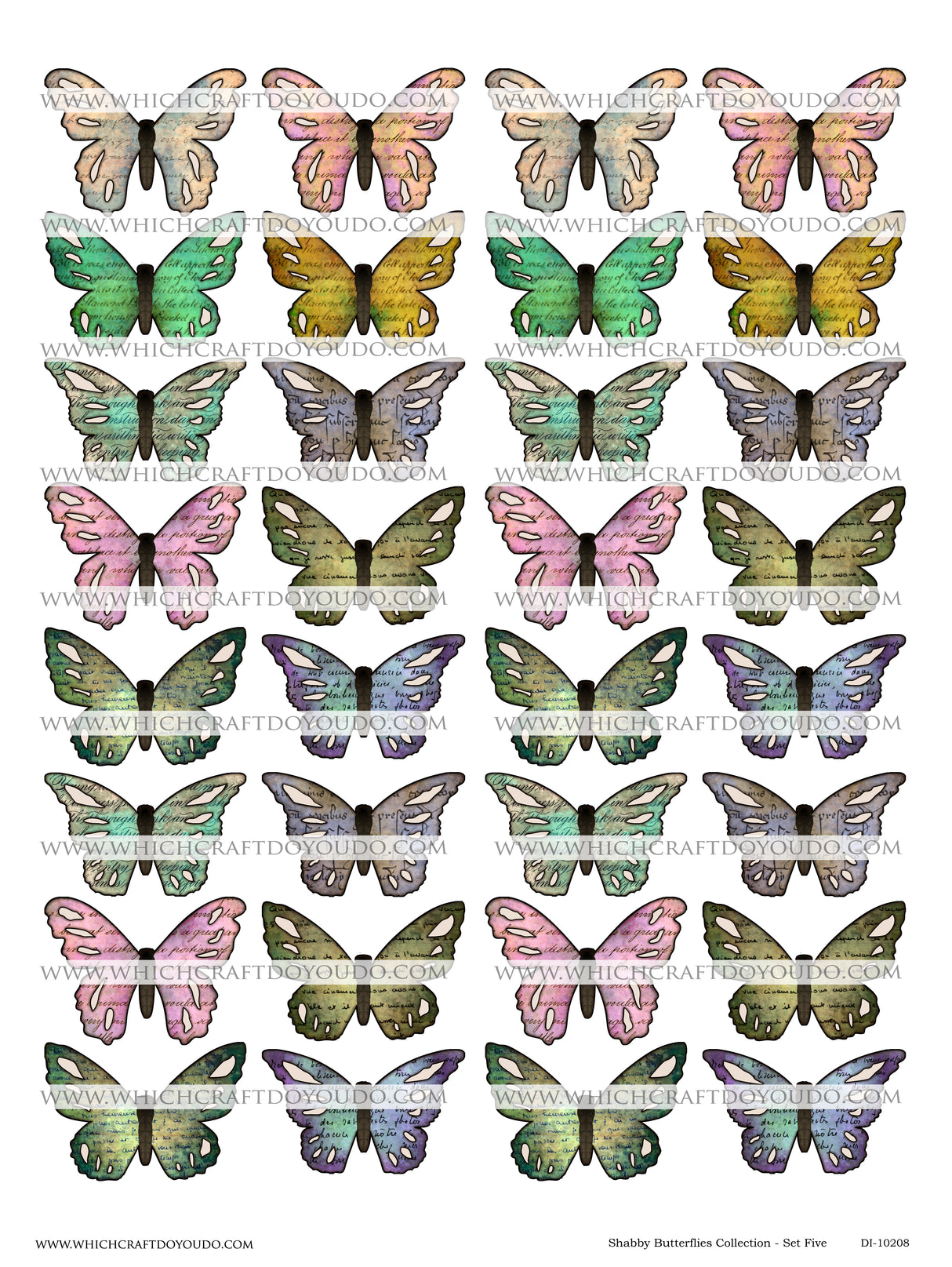 Shabby Butterflies Collection - Set Five - DI-10208 - Digital Download