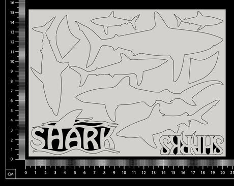 Sharks Set - A - White Chipboard