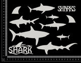 Sharks Set - A - White Chipboard