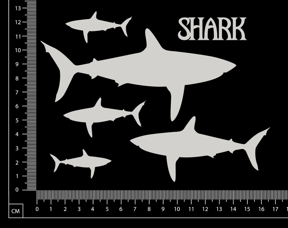 Sharks Set - B - White Chipboard