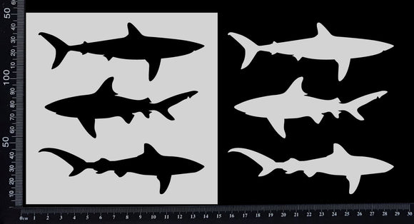 Sharks - Stencil - 150mm x 150mm