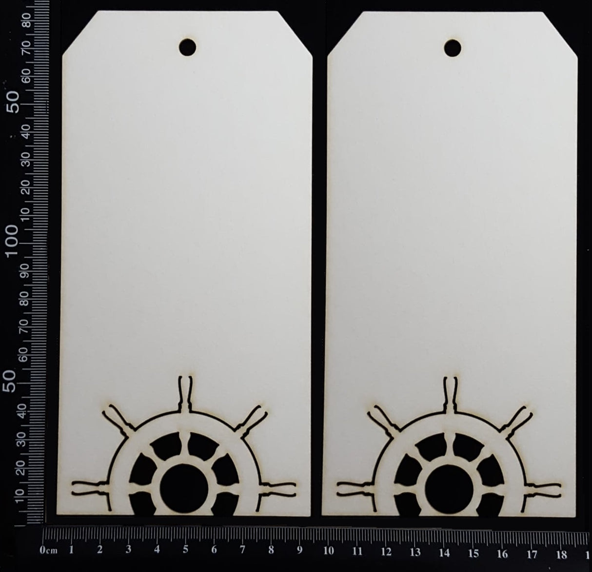 Ships Wheel Tag Set - Large - A - White Chipboard