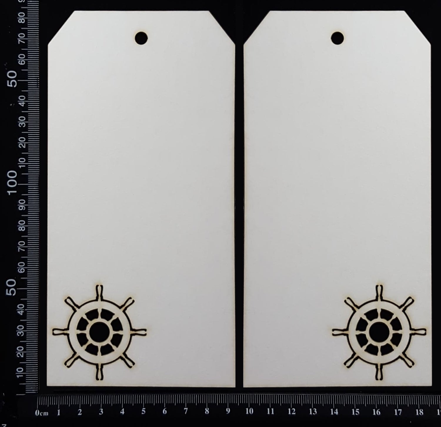 Ships Wheel Tag Set - Large - C - White Chipboard