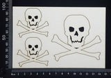 Skull and Crossbones Set - White Chipboard